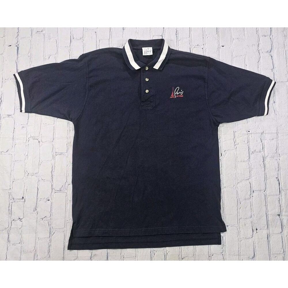 Paris Hotel And Casino Las Vegas MENS SIZE L Blue Polo Shirt VINTAGE